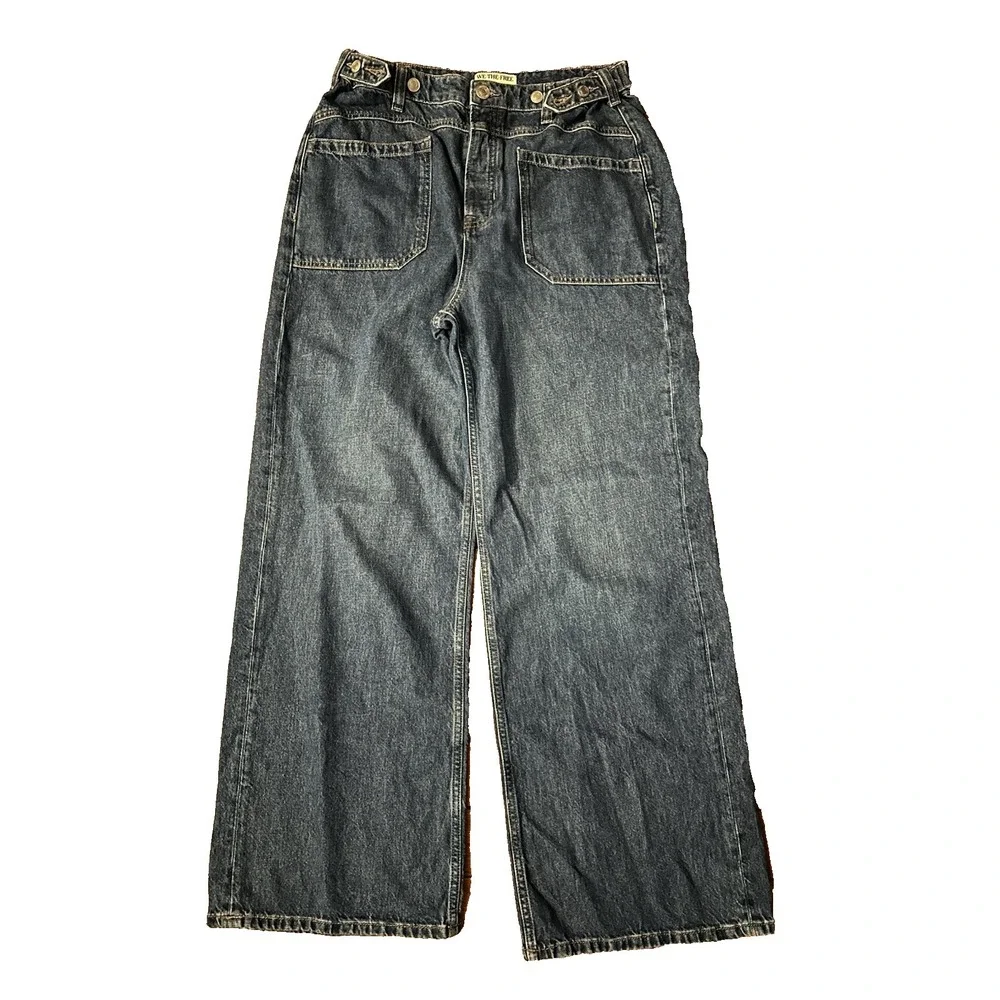 Free People Women's Size 31 Wide Leg Medium Wash Jeans - Picture 1 of 3
